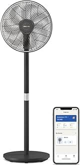 Philips Pedestal Fan 3000 Series - Fan Airflow 2562 m³/h, Ultra Quite, Tiltable & Oscillating, 40cm Head Diameter, Adjustable Height, Connected to Smart Phone, Black - CX3550/01