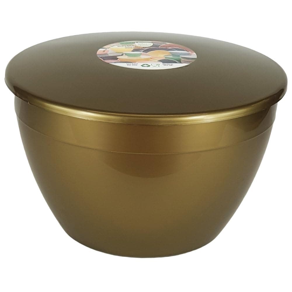 Just Pudding Basins 4 Pint Large Bowl with Lid for Steaming and Mixing Durable Plastic Dishwasher Safe Colour Gold