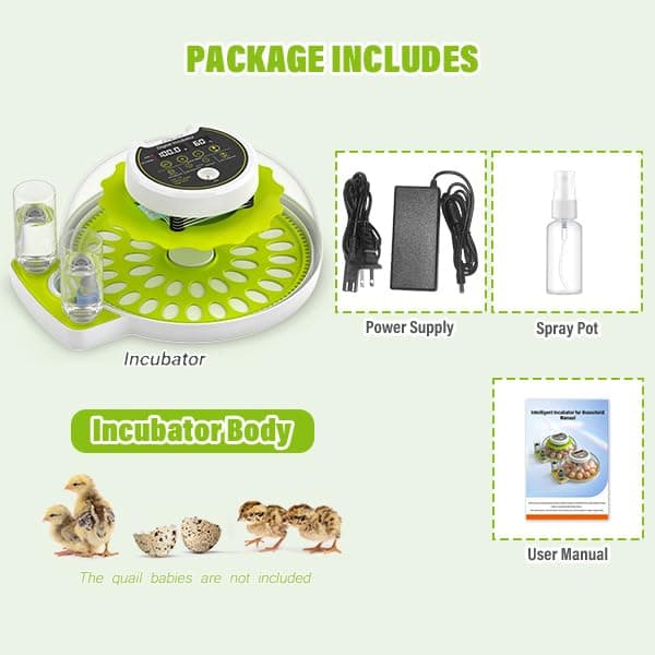 Quail Egg Incubator for Hatching Quail Eggs with Automatic Turner and Humidity Control, Quail Egg Hatching Incubator, Suitable for Chicken Duck and Other Poultry