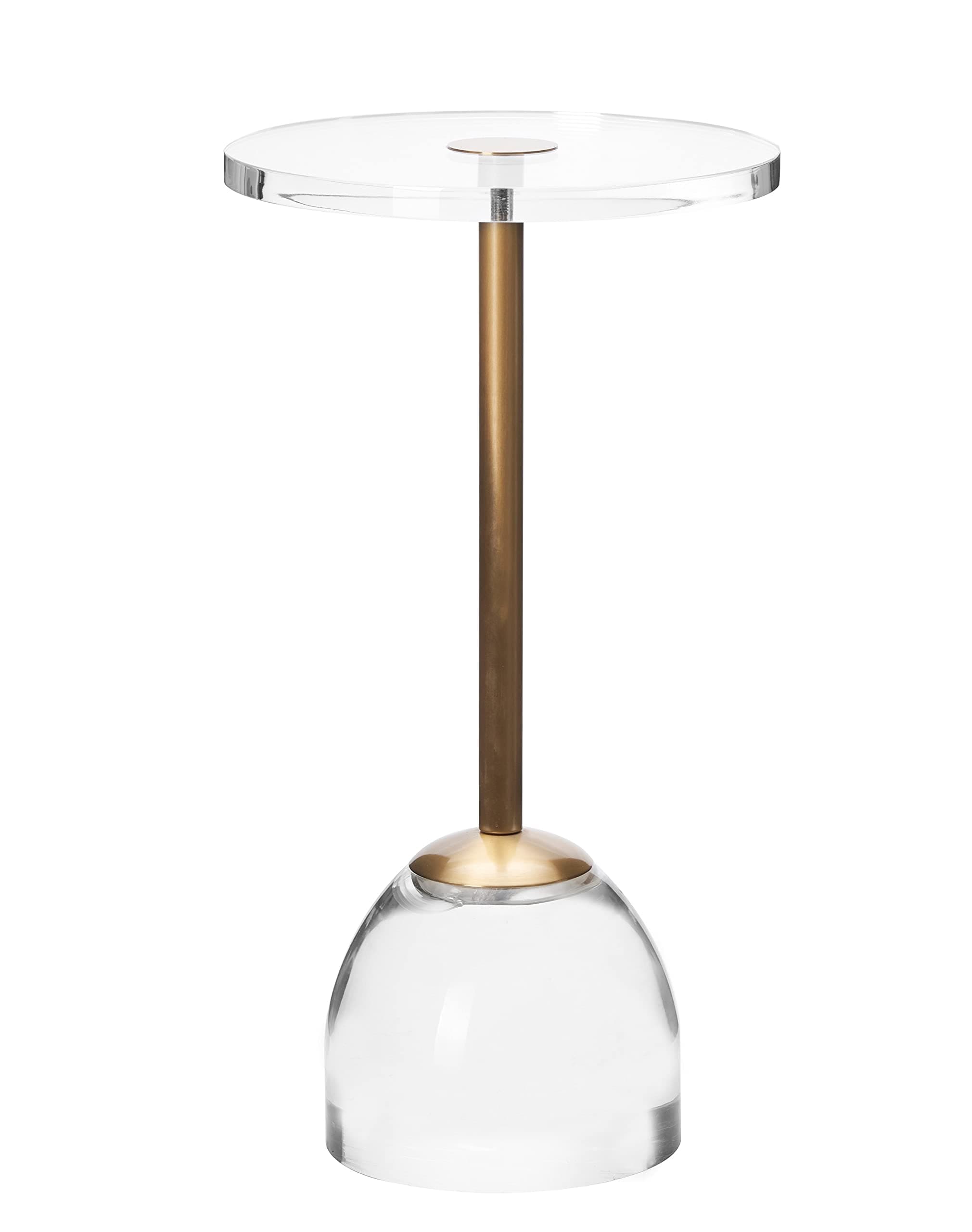 Clear Acrylic End Table,Brushed Brass Metal,Side Table for Office,Nightstand for Living Room and Bedroom,Easy Assembly,12x12 inch,21.3 inch high