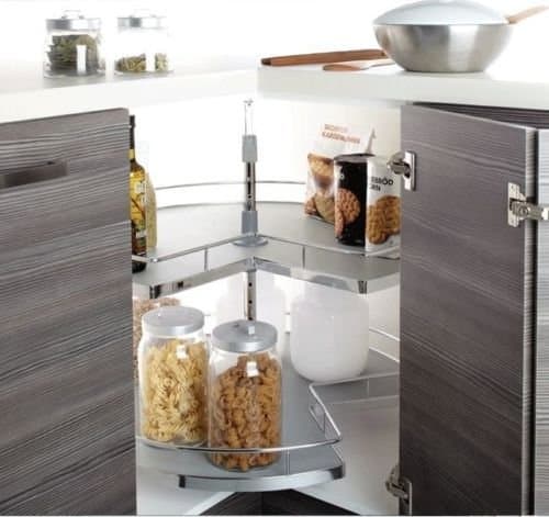 Kitchen 3/4 Carousel Storage Unit to Suit 900L Configuration Corner Base Unit Universal, Adjustable 360 Rotation