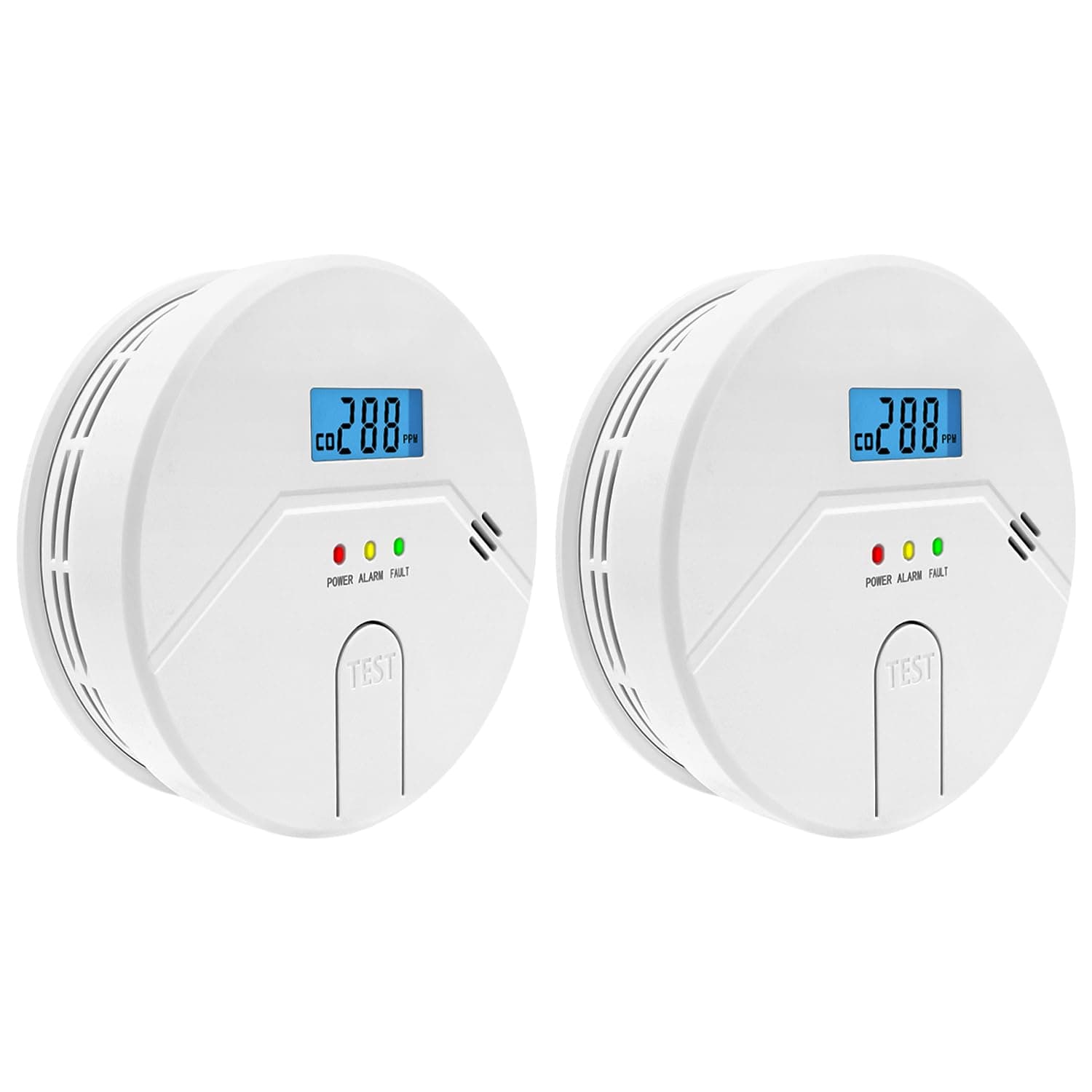 2Packs, Smoke and Carbon Monoxide Detector, LCD Digital Display, 2 in 1 Technology, Easy to Use, 85db Alarm, for Home and Kitchen