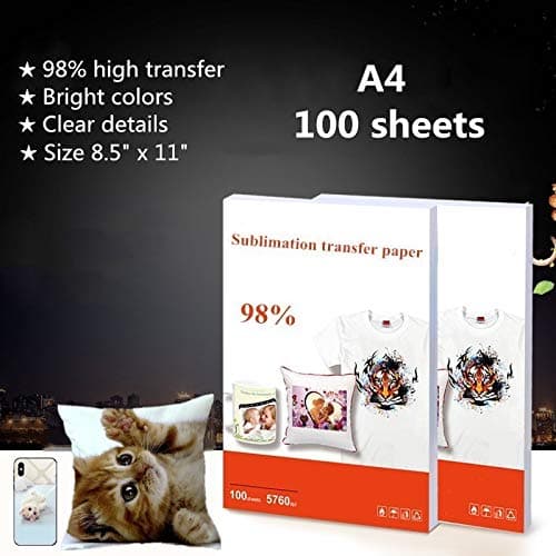 8.5" x 11" - 100 Sheets A4 Sublimation transfer paper for Light Polyester T-Shirt Transfer Sublimation ink Inkjet Printing