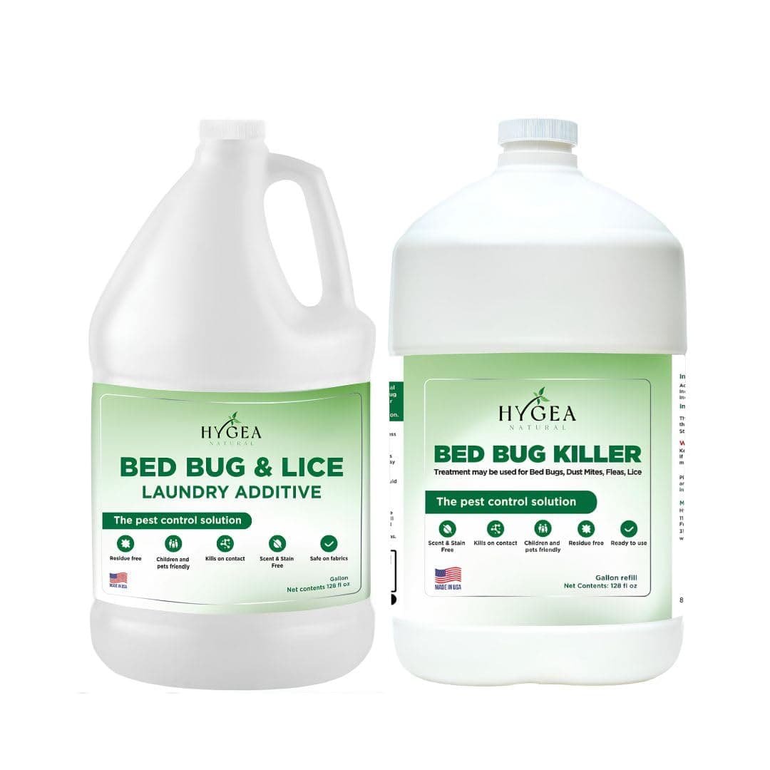 Hygea Natural Bed Bug & Lice Elimination Duo Kit- Includes Lice & Bed Bug Spray & Laundry Additive - Gentle Formula - Effective Pest Control for Home & Travel (2 Pack, 1 Gallon Each)