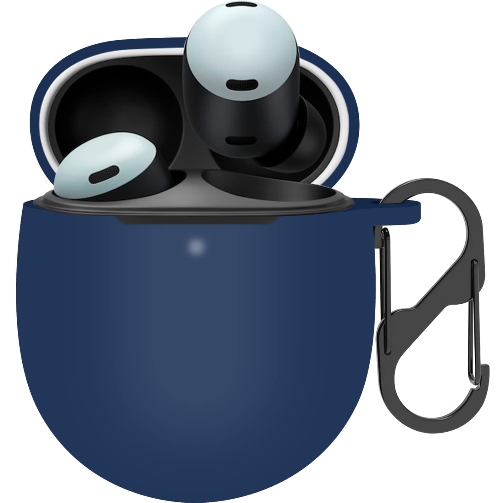 for Google Pixel Buds Pro 2 (2024) & Pixel Buds Pro (2022) Case Cover, Soft Silicone Shockproof Protective Case Skin with Carabiner (Dark Blue)