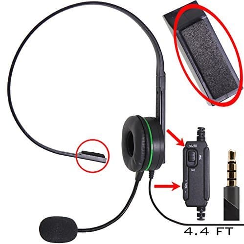 Computer Gaming and Chatting Single Headset Over-Ear with Boom Microphone Foam Covered for PC Laptops Phones PS4 Xbox One/X Nintendo One Controlable Volume Light Weight 4.4ft Cable