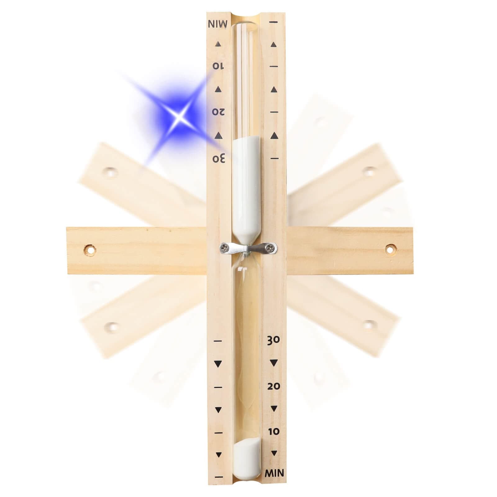 Sauna 30 Minute Hourglass Sand Timer,Rotating Sand Clock 30 Min,Wooden White Sand Watch,Reloj De Arena,Hear Resistant Wood Hour Glass Sandglass for Sauna &SPA Room