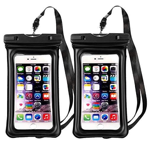 Floating Waterproof Phone Pouch,[Universal] [2 Pack] [Black & Black] - Perfect for Boating/Kayaking / Rafting/Swimming/ Snorkeling, Dry Bag Protects Your Cell Phone and valuables - IPX8 Certified