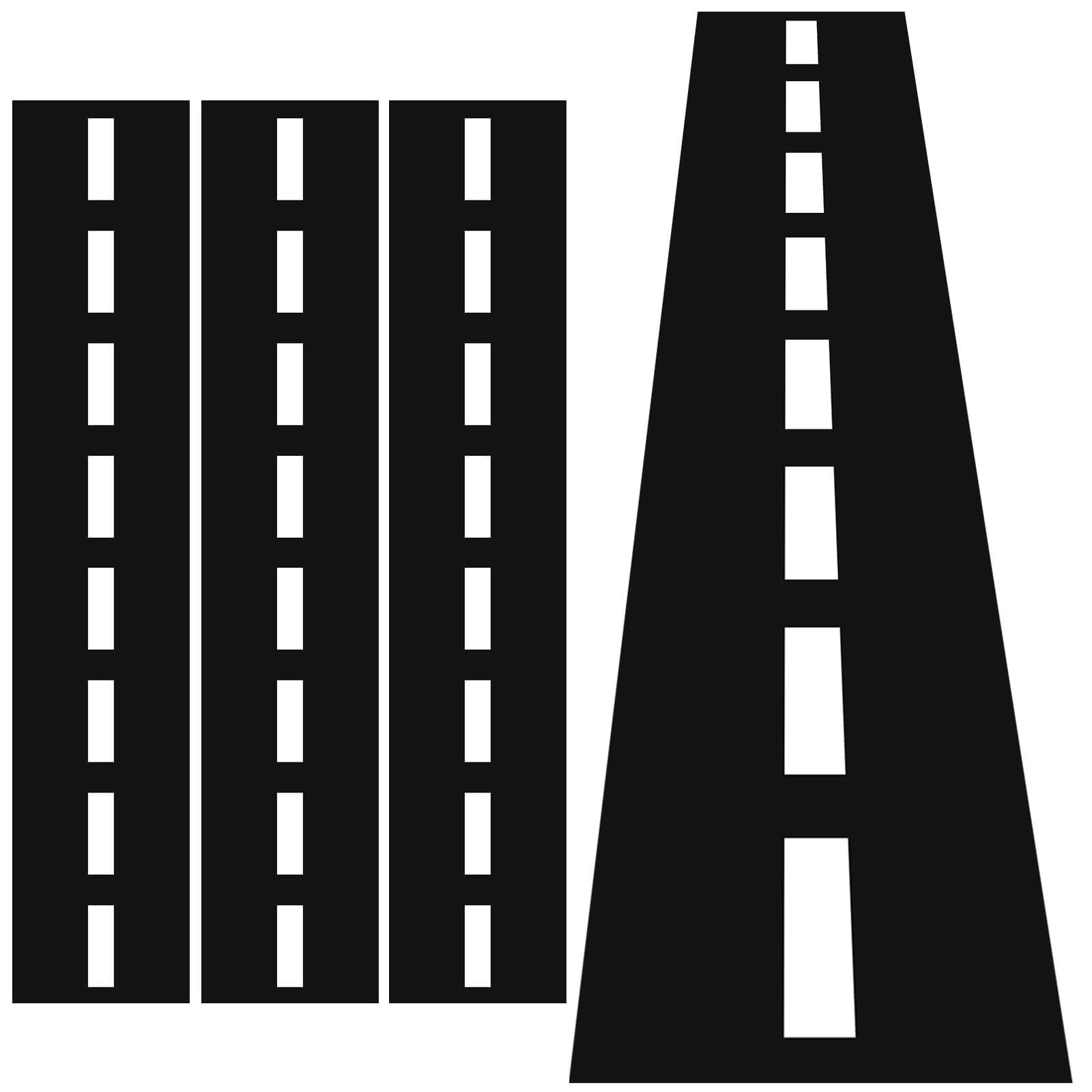 Moukeren 3 Pcs Road Table Runner 10x1.4 ft Long Racetrack Floor Ground Racer Party Decor Oxford Cloth for Car Construction Runway Theme Birthday Baby Shower Party Supplies(Black, White)