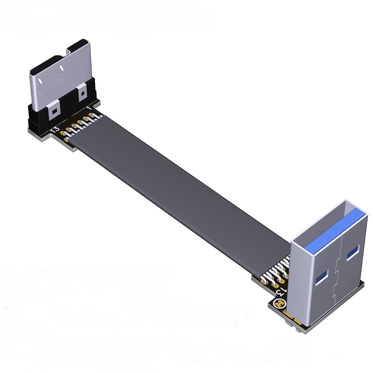 QJJ USB 3.0 Type-A Male to Micro-B Male Flat Cable (10cm, S1B-W7A)