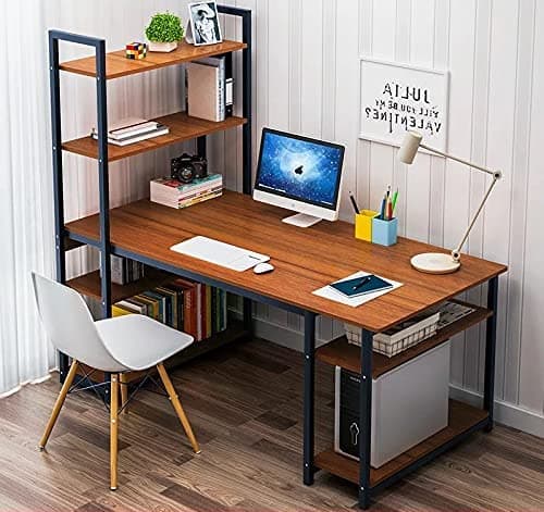 TEKAVO – 4 Tier Computer Desk with Six Storage Shelves, Study Table for Home/Office - 120x60x120 cm