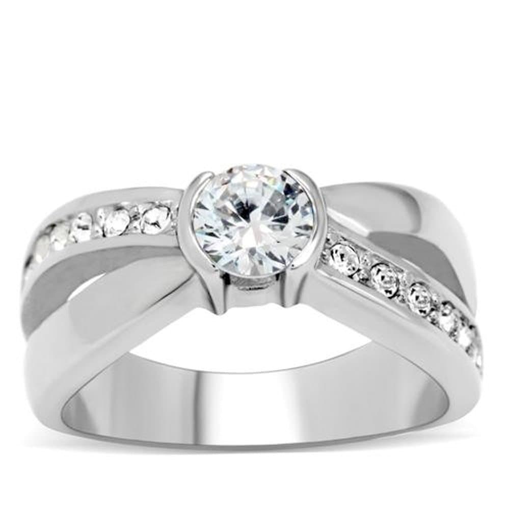 Side Line and Middle Stone CZ Ring. Promise Ring Cubic Ziconia engagement rings for women. Commitment Ring w/ Faux Carat Stones