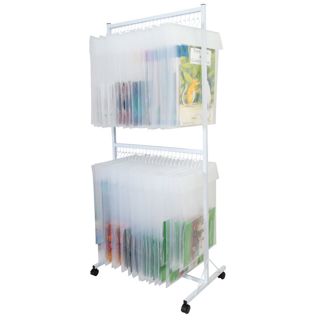 Classroom Innovations Book Organization;Book Storage;Big Book Storage Classroom Display Stand, White, 74"Hx35#Wx23.5"D (Big Book Frame with Hooks)