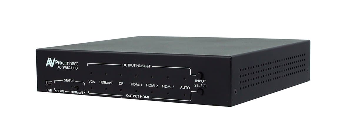 AVProconnect AC-SW62-UHD 6x2 Multi-Format HDBaseT Classroom/Conference Room Matrix Switcher
