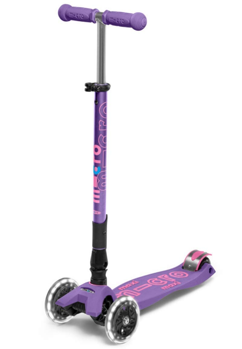 Kickboard - Maxi Deluxe Foldable LED - Three Wheeled, Lean-to-Steer, Fold-to-Carry Swiss-Designed Micro Scooter for Kids with Motion-Activated Light-Up Wheels for Ages 5-12