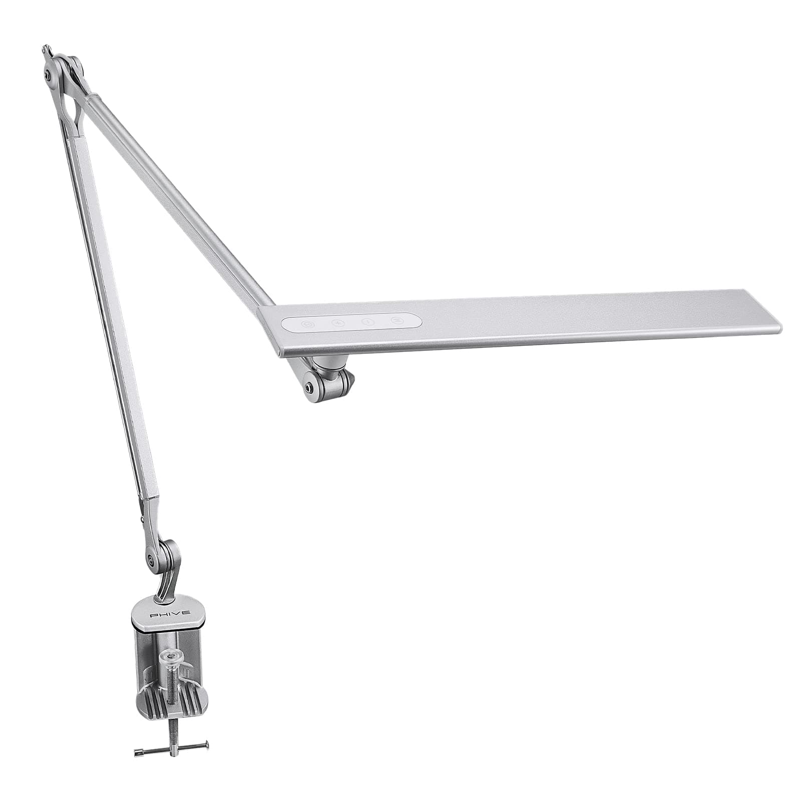 PHIVE LED Architect Desk Lamp, Clamp on Drafting Table Lamp, Eye-Caring Metal Swing Arm Workbench Lamp, Dimmable, 4 Color Modes - Great for Office, Task, Reading, Drawing (Upgraded, Silver