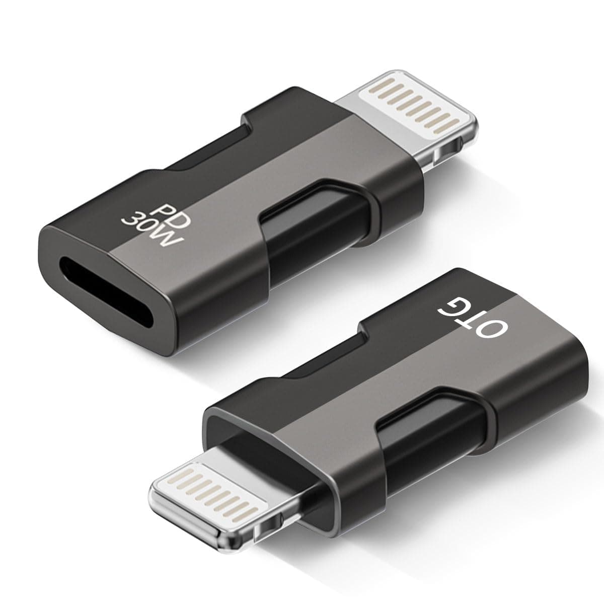 TERRIFI USB C Light-ning Adapter with 30W PD Support - Fast Charging, Data and Audio Adapter Transfer, Male to Light-ning Female Headphones Converter Fit for iPhone iPad [1 Fast Charging + 1 Audio]