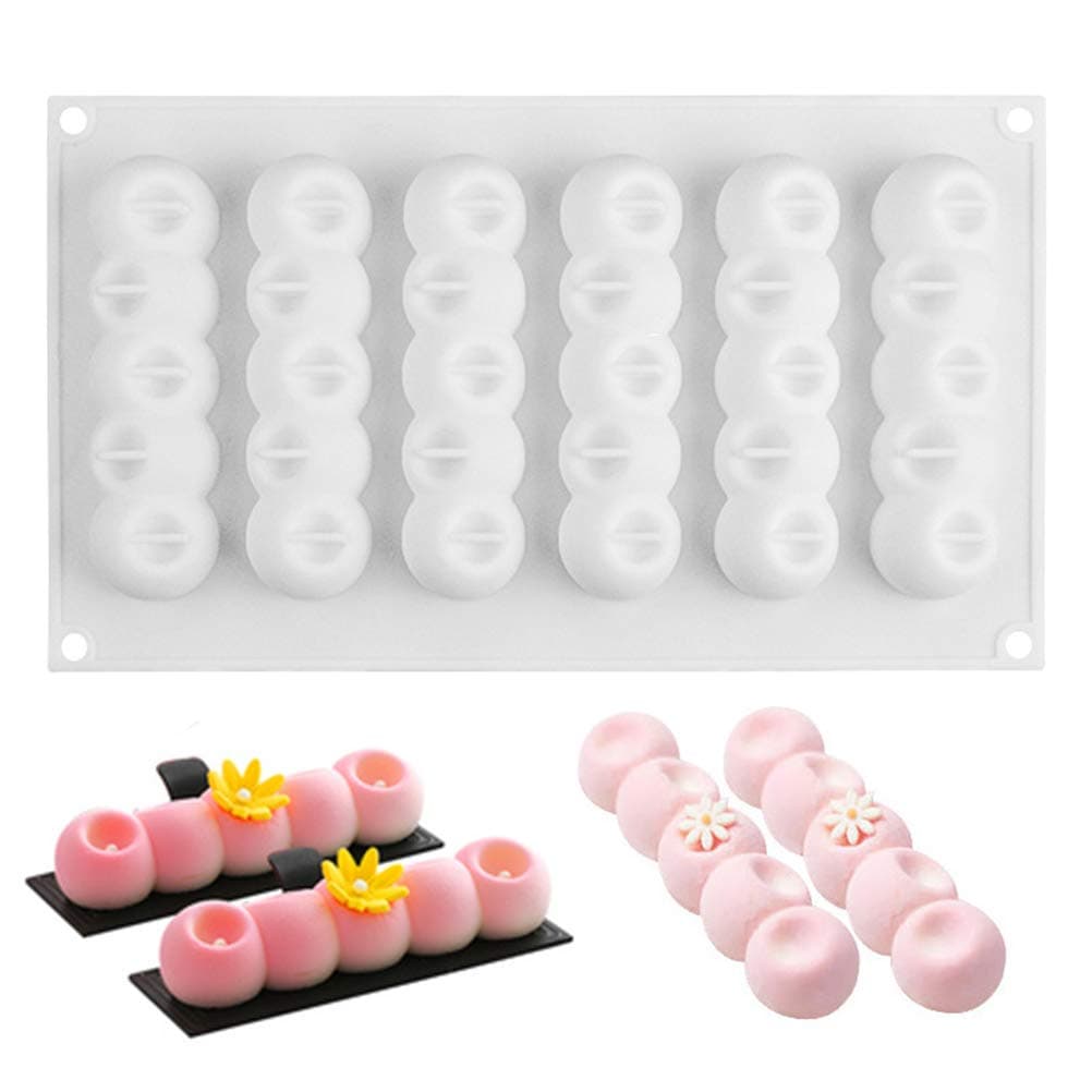 OCPO Kitchen Eclair Silicone Baking Mold for Mousse Cake, 3D Silicone Mold for Baking Cakes, French Dessert Mold for Pastry Chocolate, Cake Decoration Mold, 3D Long Strip Flower Shape (6-Cavity)