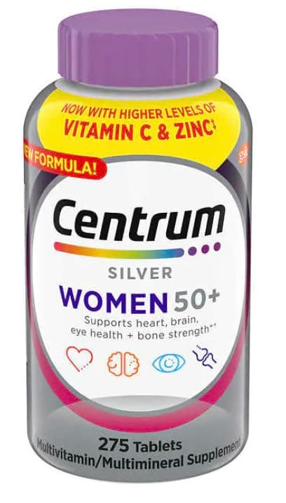 Centrum Silver Women 50 Plus, 275 Tablets per Bottle, with Higher Levels of Vitamin C & Zinc