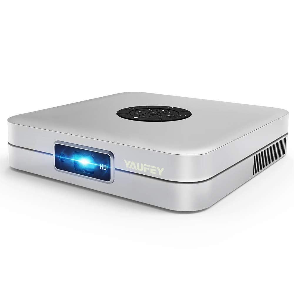 Yaufey Mini 3D DLP Projector, 4000 Lumens Android Video Projector WiFi Compatible with Smartphone Support HD 1080P HDMI/USB/Bluetooth, Ideal for Home Cinema Theater