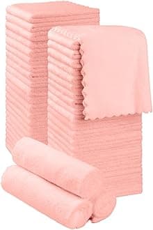 Orighty Ultra Soft Washcloths 48 Pack, Premium Microfiber Towel Sets 12 x 12 inches, Absorbent and Quick Drying Coral Velvet Washcloth, Multi-Purpose Wash Cloths for Bathroom, Hotel, and Gym (Pink)