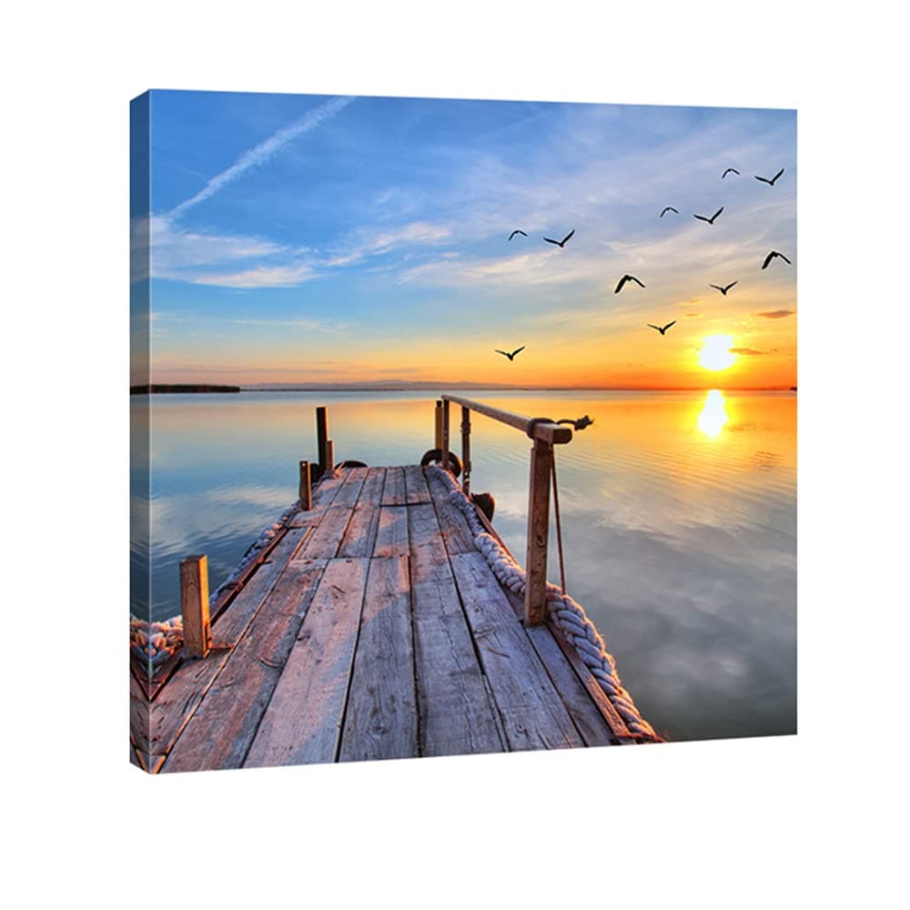 Wieco Art Bridge Canvas Prints Artwork for Wall Decor Stretched work Modern Home and office Decoration Landscape Picture Print on 20 by inch