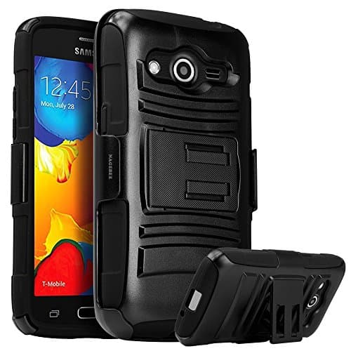 Galaxy Prevail LTE Case,Galaxy Core Prime Case, Nagebee Heavy Duty Hybrid Armor Dual Layer Rhino Kickstand Belt Clip Holster Combo Rugged Case for Samsung Galaxy Prevail LTE ,Samsung Galaxy Core Prime (Holster Combo Black)