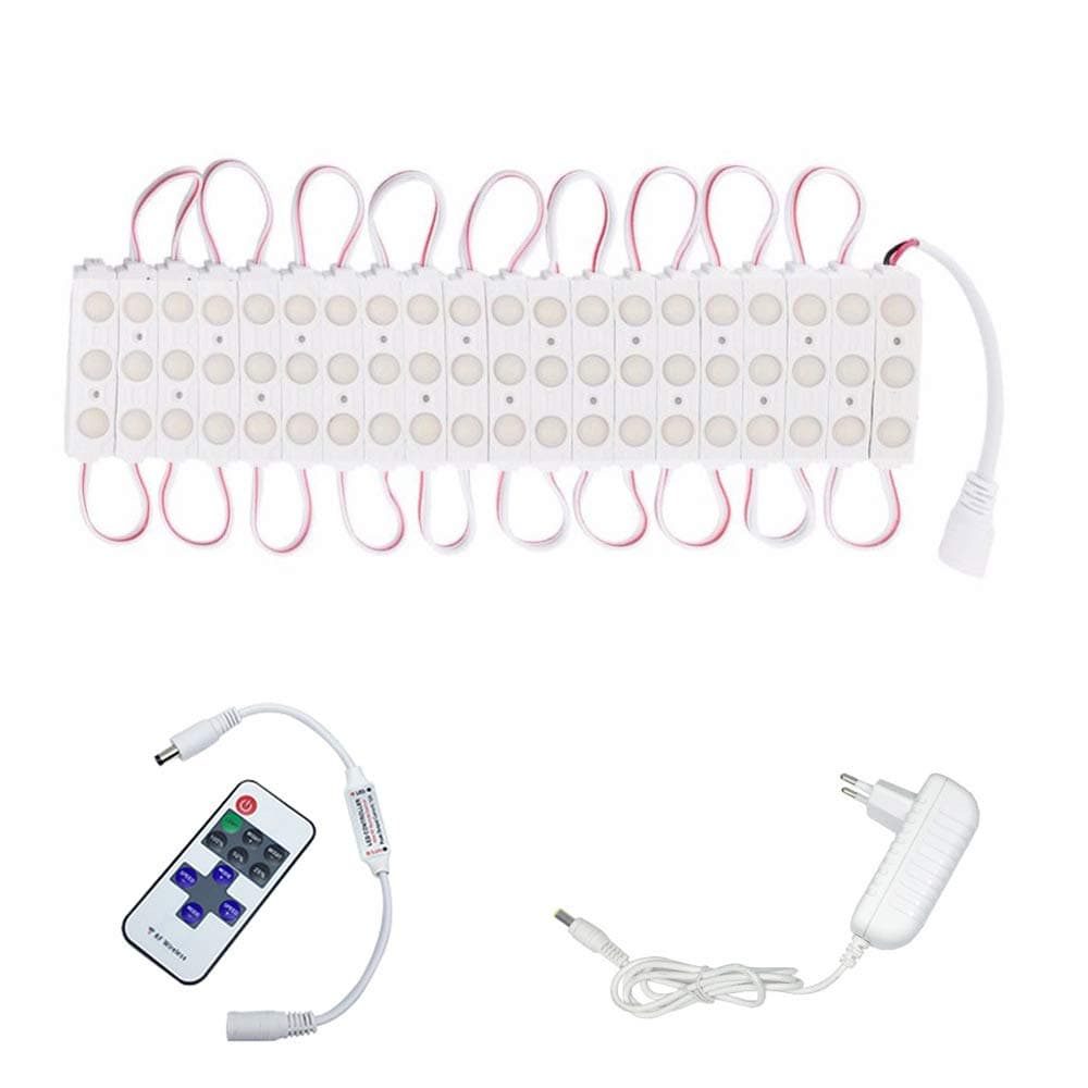 LED Vanity Makeup Mirror Light, INKERSCOOP 12FT 25-Group 75 LED Dresser Light Kit, DIY Bathroom Makeup Mirror Remote Control and Dimmer Light, White Light