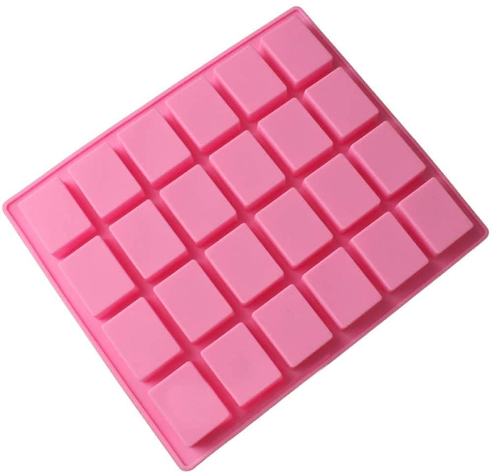 Selecto Bake 24 Cavities Rectangle Caramel Candy Silicone Mould Chocolate Truffles Mould, Grid Fondant Mould, Hard Candy Mold Pralines Gummy Jelly Cube Mold Pink