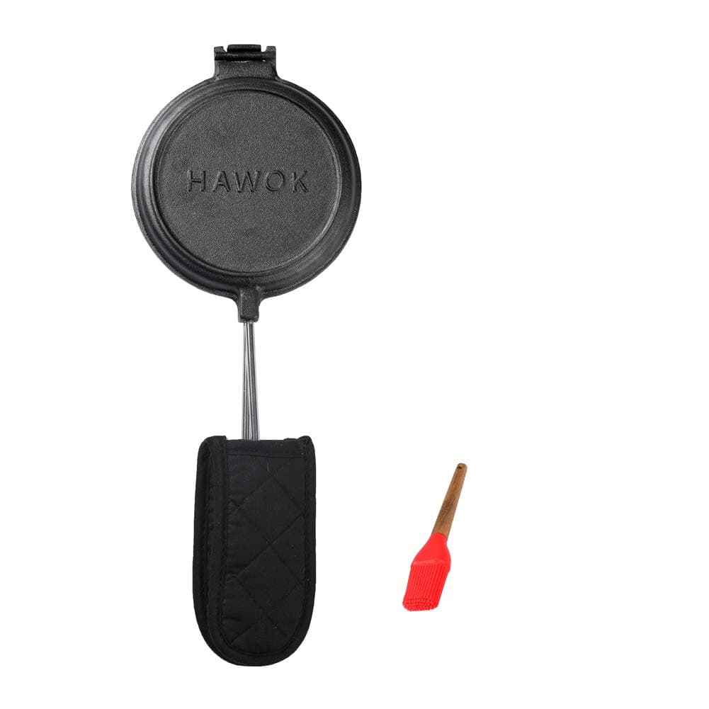 HAWOK Cast Iron Waffle Maker with Handle Hoder and Basting Brush……
