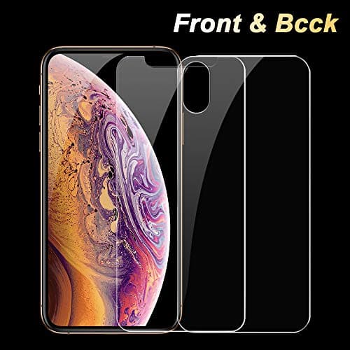Welljoy Front Back Screen Protector for iPhone Xs Max [2 Pack], Rear Tempered Glass [Bubble Free] Temper Glass Film Anti-Fingerprint/Scratch Compatible with iPhoneXS Max (Front & Back,6.5inch)