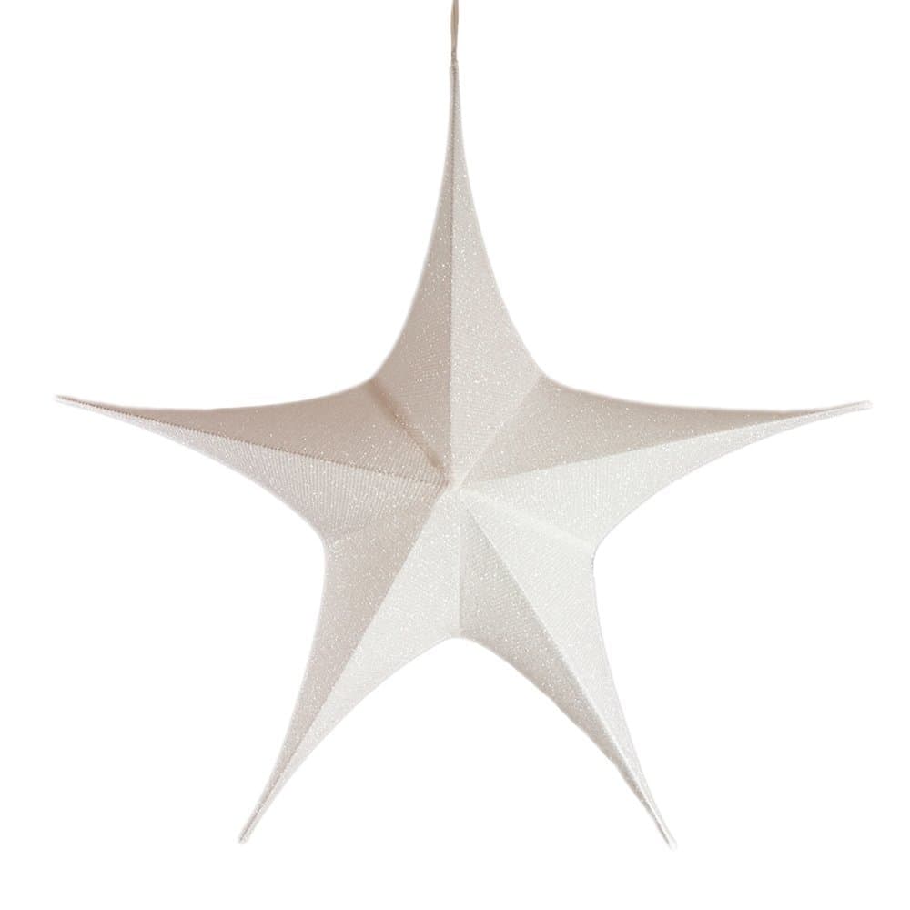 Fabric Star Lantern, Wire Frame, Sparkle White, 43 inches