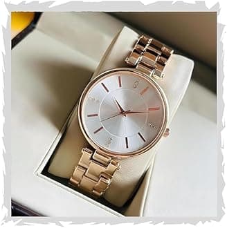 Premium Girl Wrist Watch Rose Gold Plated Analog Watch Diamond Studded Dial Stylish Bracelet Strap Stainless Steel Band Perfect for Women
