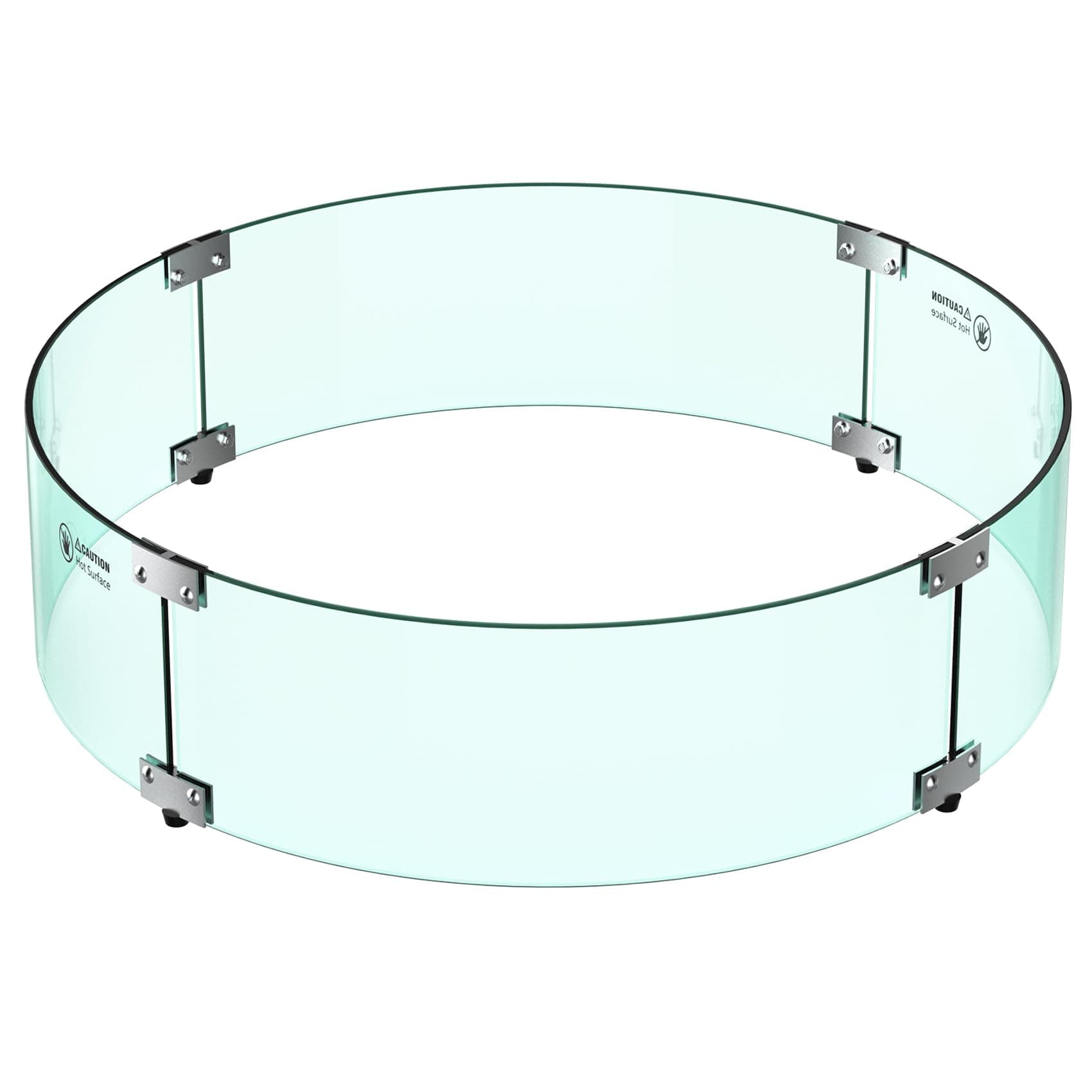 Skyflame 24" Round Fire Pit Glass Wind Guard, Thick & Clear Tempered Glass Flame Shield with Bracket & Feet, Fit for Outdoor Propane/Natural Gas Fire Pit/Table