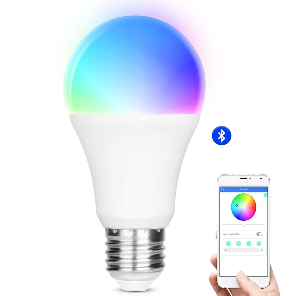 iLintek Smart LED Light Bulb,Multicolored Dimmable,Bluetooth App Group Controlled,Party Disco Color Changing,9W-Equivalent 60w,2700K-6500K Color,No Hub Required,Sunrise Wake Up Night Light(A19)