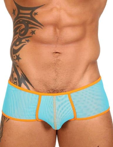 Pistol Pete PP-UT524-665-Prism-Sheer 2 Layer Mesh Trunk Boxers-Aqua-Orange-Small
