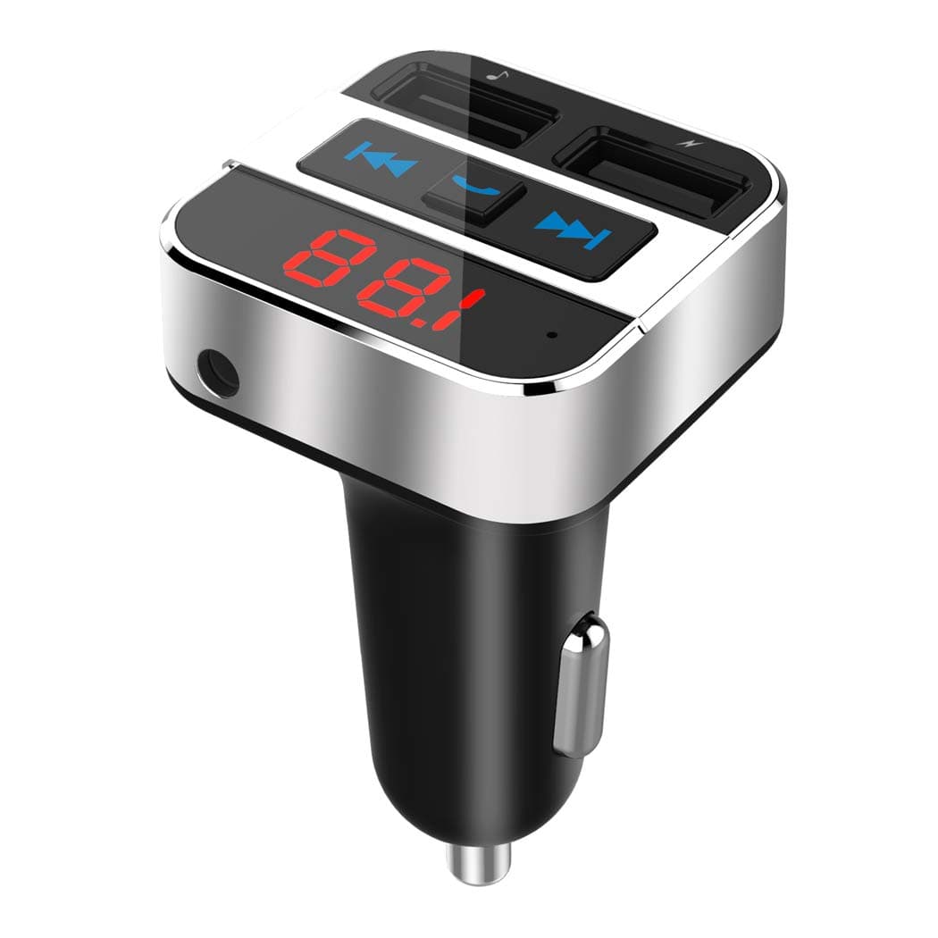 Uekars FM transmitter Bluetooth 4.2, Type-C PD3.0 & 5V/2.4A Wireless Fast Car Charger Radio Adapter,Bluetooth Fm Car Music Player with Hands Free, Voltage Display, AUX-Out, Siri Google Assistant