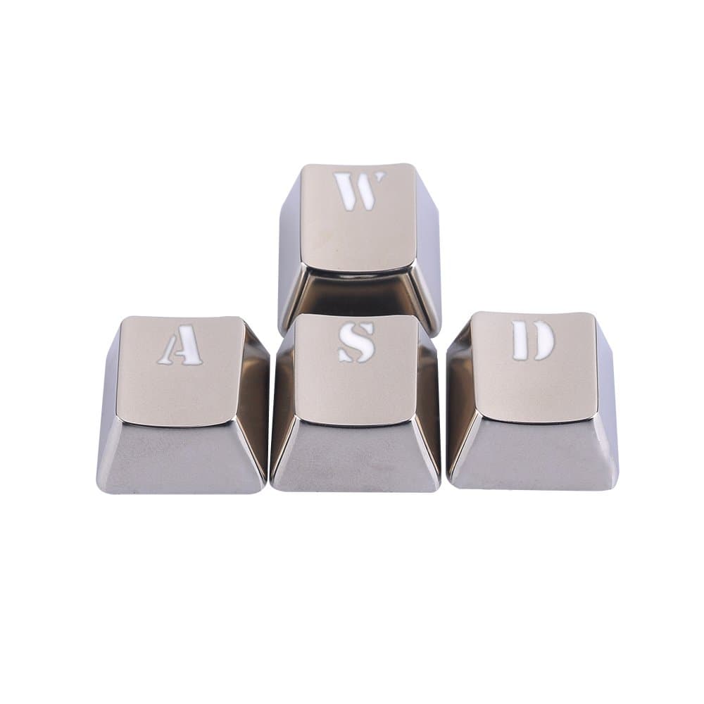 Generic Metal Keycaps Double Shot Keycaps Set- WASD Backlit Key Cap,Silver Metal Color for All Mechanical Keyboards