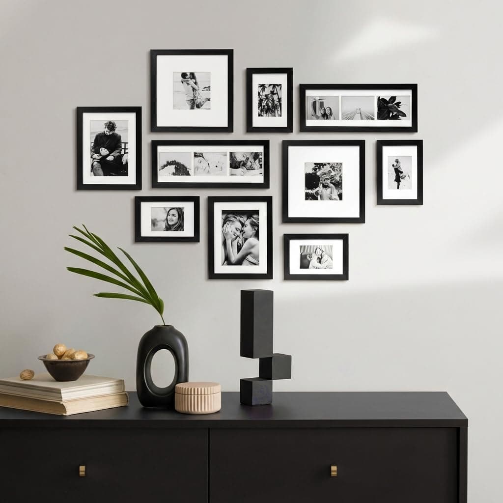 ArtbyHannah Assorted Sizes Gallery Wall Frame Set, Black Picture Frame Collage for Living Room, Staircase & Home Decor (Small)