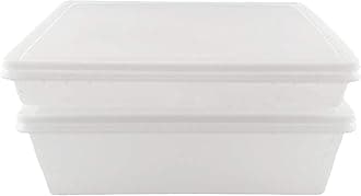 Fish Tubs/Food Storage Bins 25lb and 10lb with lids 11.5 x 15.5", Pack of 10 Combos, (5 deep bases and 5 shallow bases), White