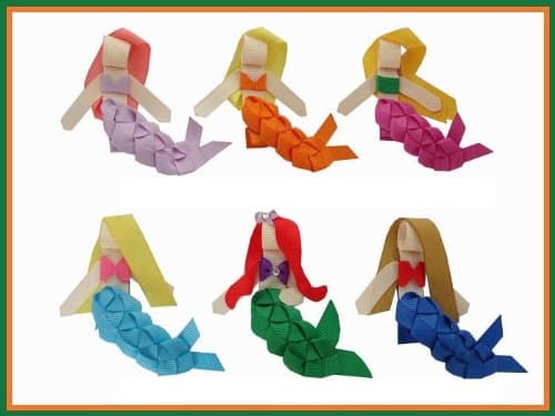 6pc Set Mermaid Hair Bow Clips