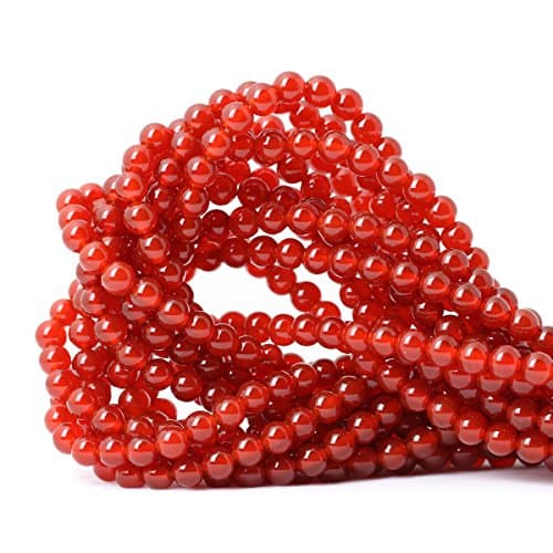 Qiwan 60PCS 6mm Smooth Surface Red Onyx Agate Loose Round Beads Crystal Energy Stone Healing Power for Jewelry Making 1 Strand 15"