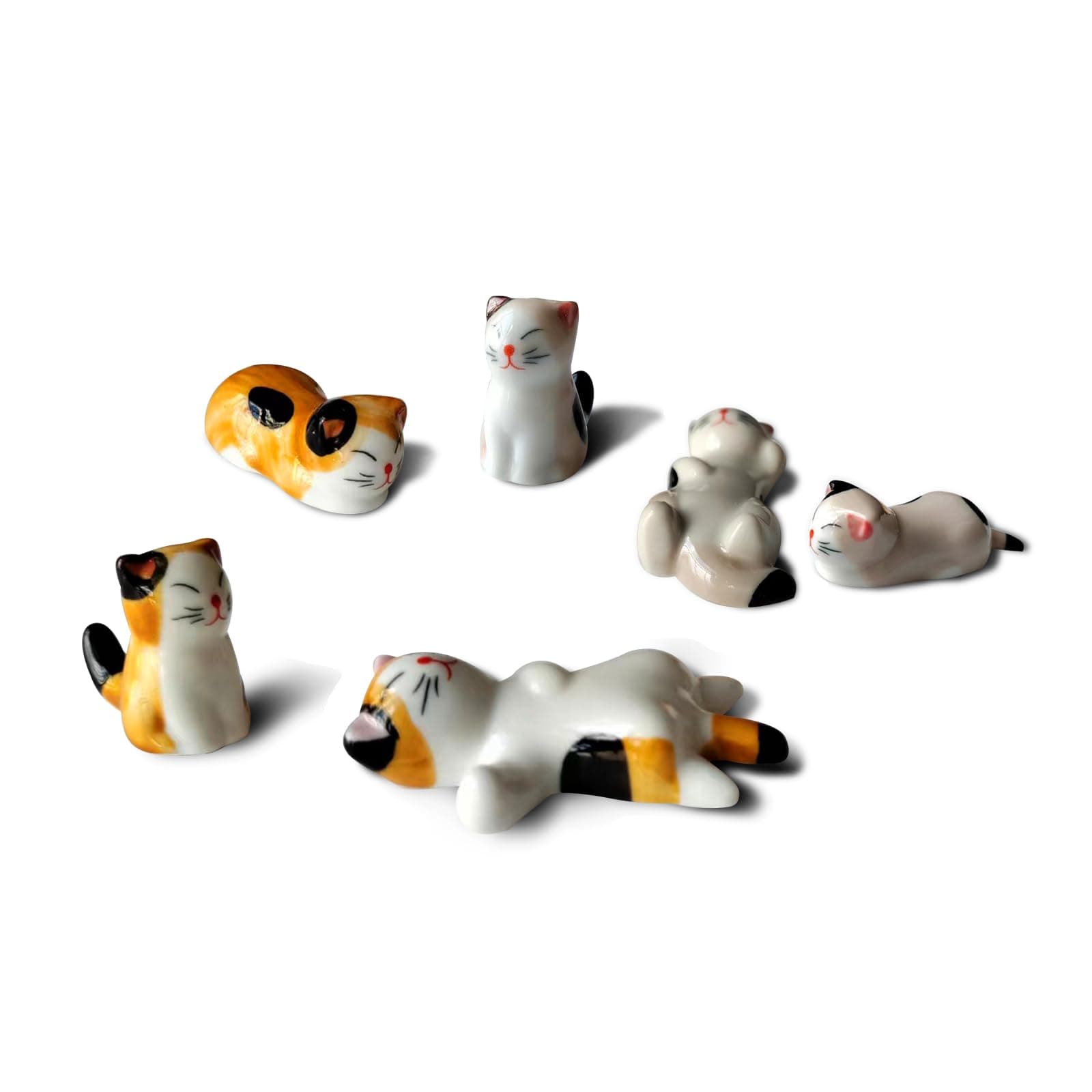 Cute Cat Chopsticks Rest Dinner Spoon Stand Knife Fork Holder, Valentine's Day Present (6Pcs Mixcolor)