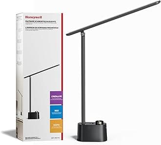 Honeywell LED Desk Lamp - H01 Pro Sunturalux™ Foldable Desk Lamp with USB A+C Charging Port, Dimmable in 3 Color Modes, for Home Office (Dark)