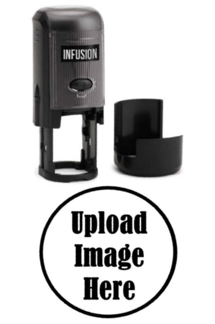 Infusion Custom Logo Round Self-Inking Rubber Stamp (3/4" Diameter), Black