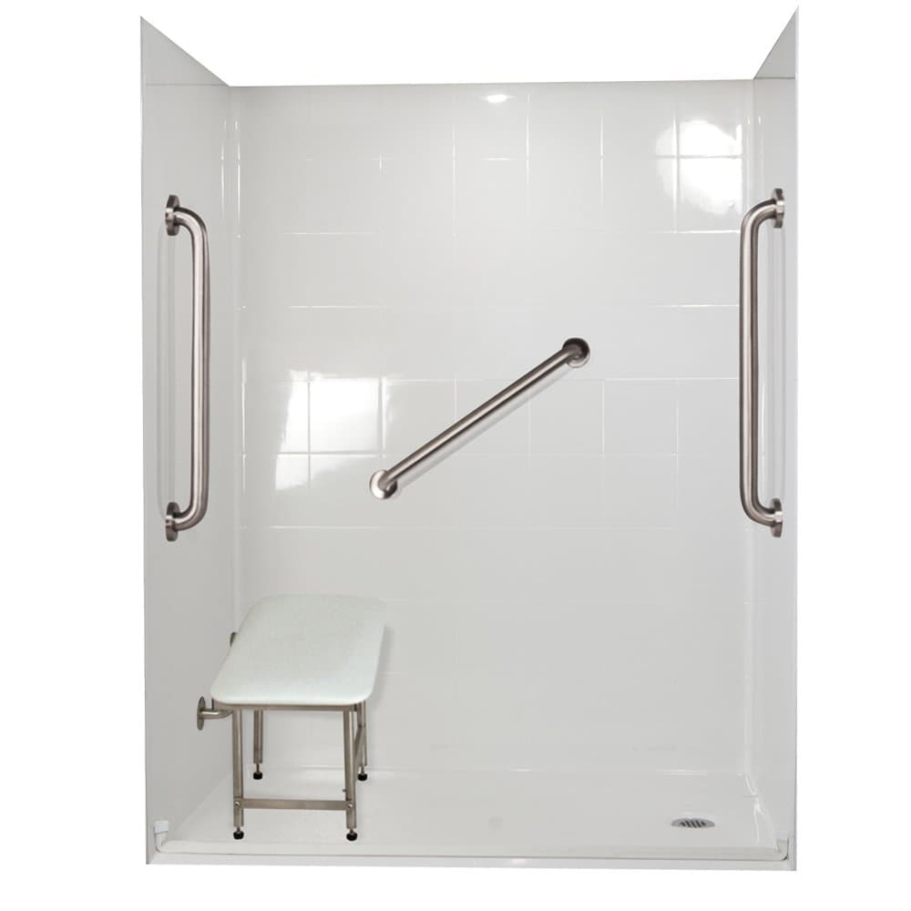 Standard Plus 24 Barrier Free Roll in System 4 Panels Shower Wall Size: 77.75" H x 60" W x 33.375" D, Drain Location: Right
