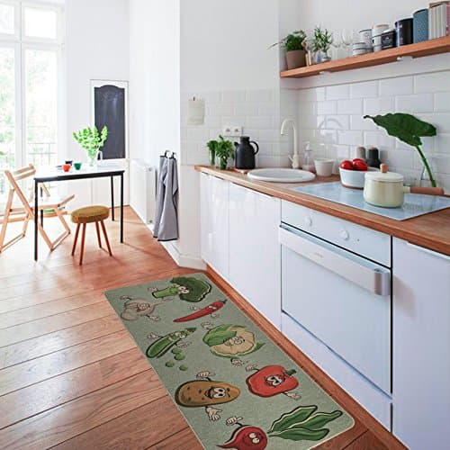 Non-Slip Kitchen Mat Rug Polyester Kitchen Floor Mat Doormat fiber with Rubber Backed Mat Slip Rug 18 inches x 47.2 inches (Sweet)