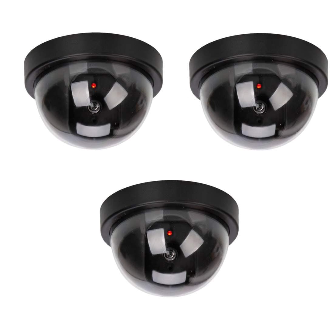 MOHAK Dummy Security CCTV Dome Camera with Fake Flashing Red LED Light, 3 Pieces
