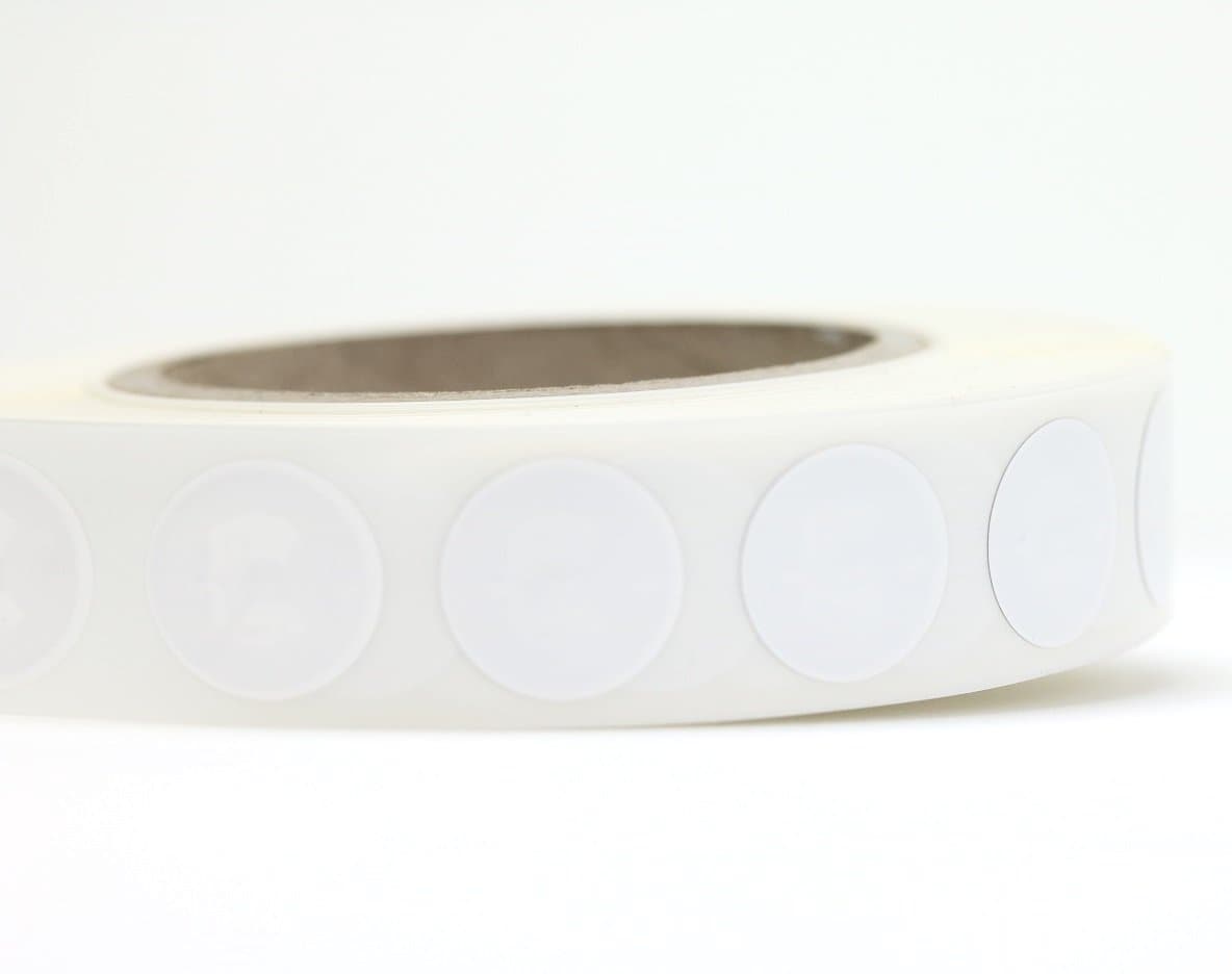 NFC Tag sticker Circus 22 mm, 180 byte, 100% compatible, 100 pieces in white, optimal for device/smartphone Settings (Wlan, Bluetooth, SMS, telephone call via NFC), NXP NFC chip