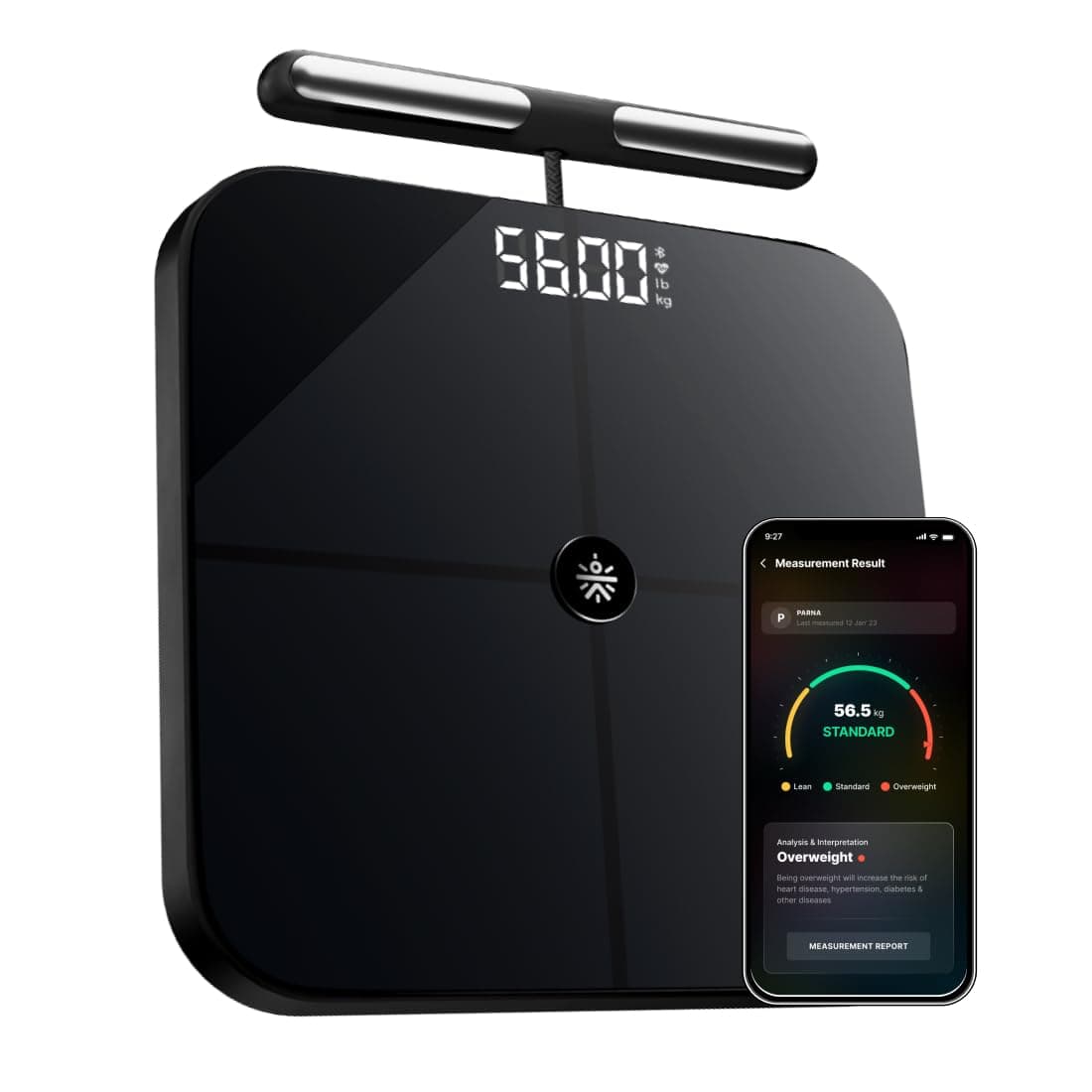 - Smart Scale Pro, US FDA Approved, 50+ Parameters, Body Fat Scale, BMI, 10 members, Bluetooth Weight Machine, Body Fat Analyzer, LED Display.